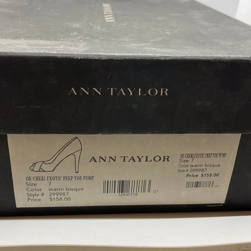 Ann Taylor Cream Textured Peep-Toe Heels